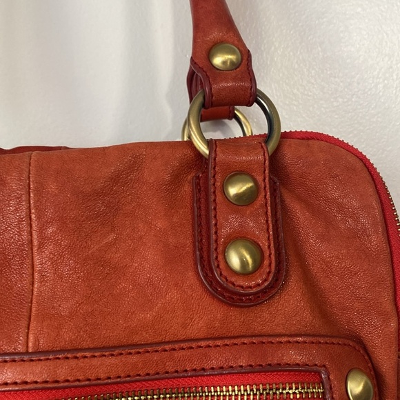 Red genuine Leather Women's top handle tote Bag - Picture 2 of 13